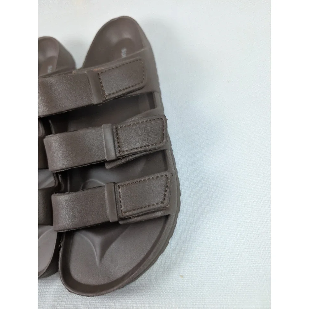 Sun + Stone Mens Bowie Brown Triple Strap Adjustable Slide Sandals Size 13‎